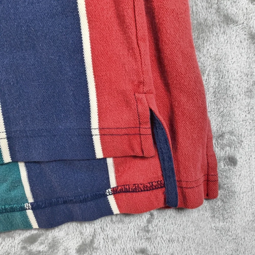 Vintage Trader Bay Polo Shirt Mens XXL Blue Yellow Striped Colorful 90s Hiphop